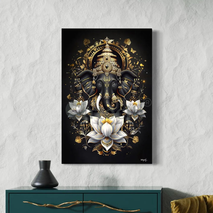Lord Ganesha Modern Abstract Canvas Giclee Print