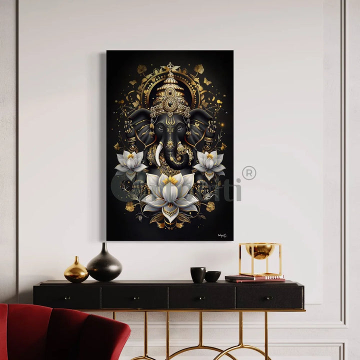 Lord Ganesha Modern Abstract Canvas Giclee Print 18X12 Inches