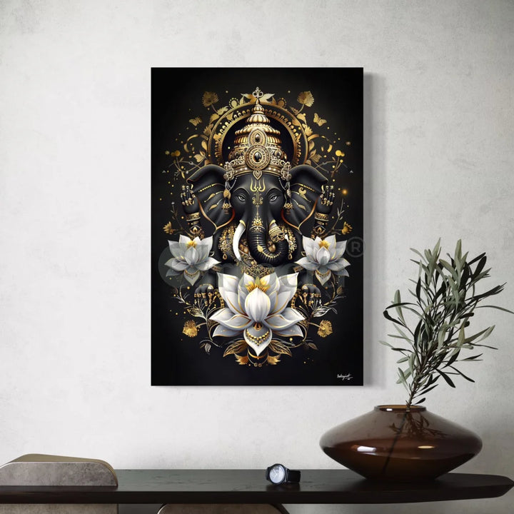 Lord Ganesha Modern Abstract Canvas Giclee Print 24X16 Inches