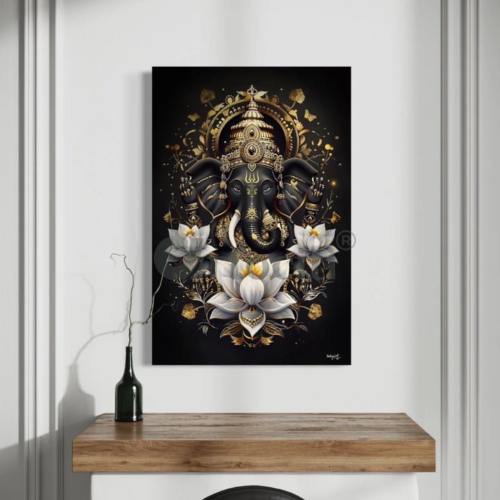 Lord Ganesha Modern Abstract Canvas Giclee Print 30X20 Inches