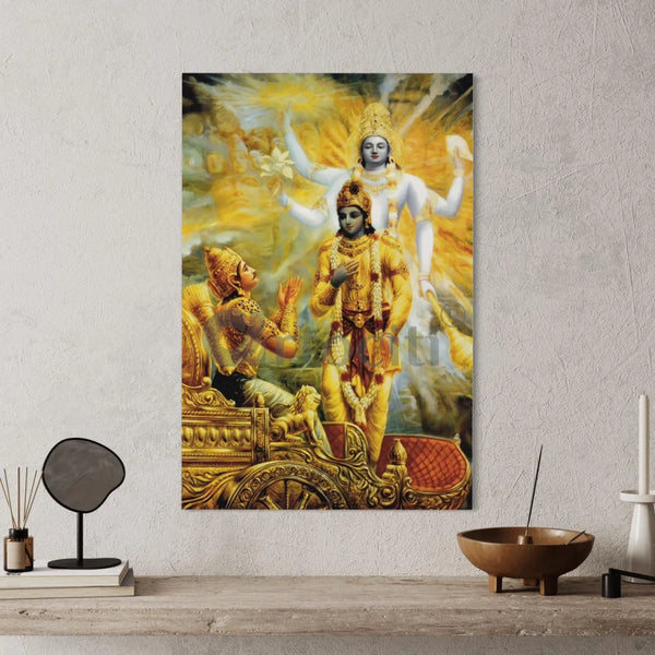 Lord Krishna’s Geeta Updesh to Arjun Indian Ethnic Art Canvas Giclee Print