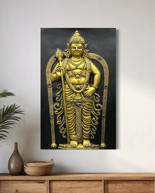 Lord Murugan (God Kartikeya) 3D Relief Mural Wall Art Frameless (Ready to Hang)