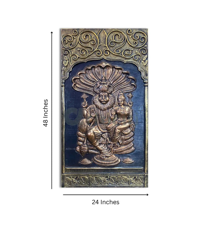 Lord Narasimha with Lakshmi 3D Relief Mural Unique Wall Decor