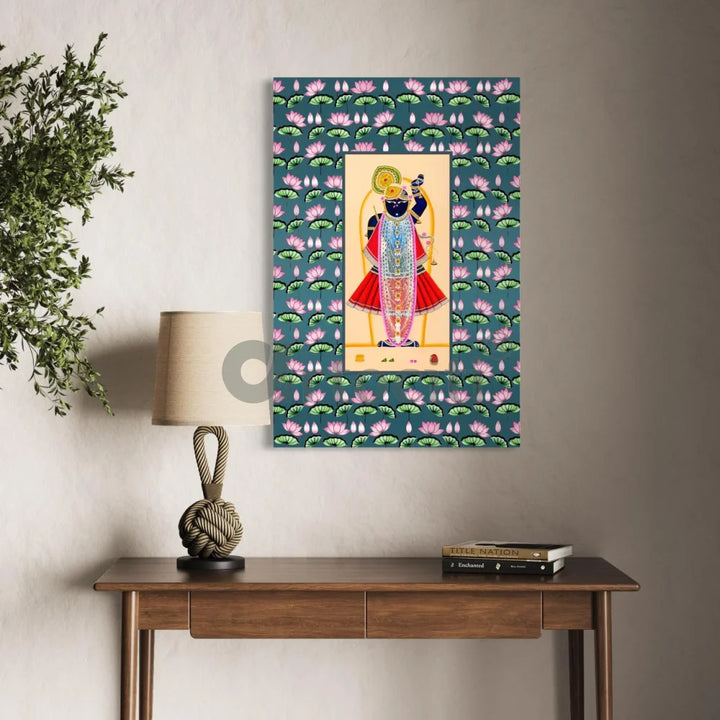 Lord Shreenath Ji Pichwai in Blue Canvas Giclee Print