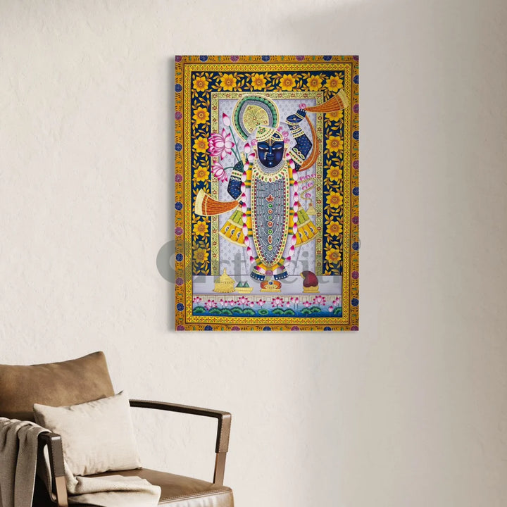 Lord Shreenath Ji Pichwai Traditional Art Canvas Giclee Print