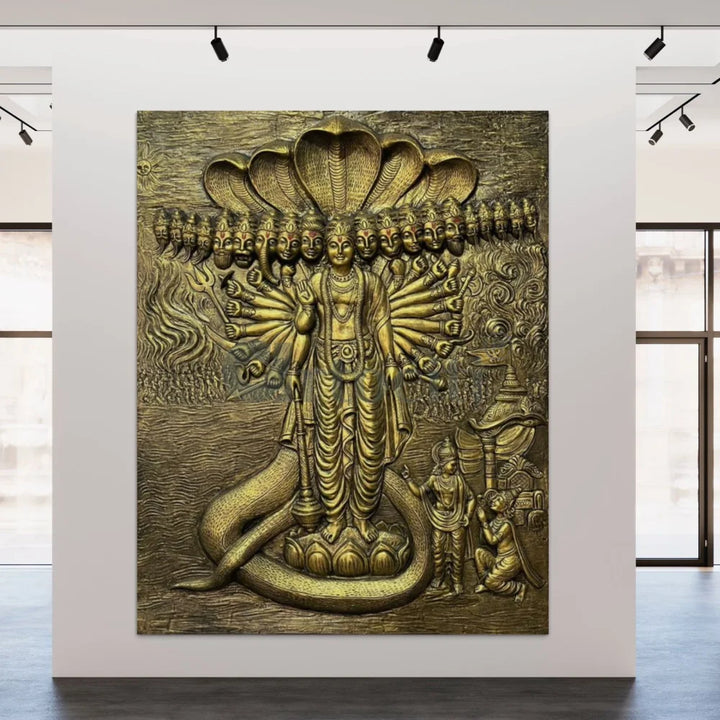 Lord Vishnu Dusavtar 3D Elevation Sculpture Relief Mural Wall Art