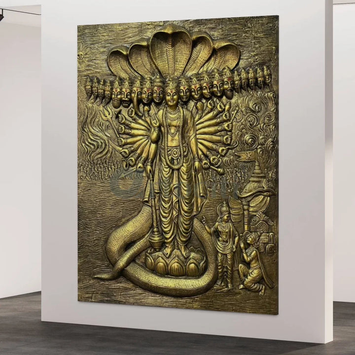 Lord Vishnu Dusavtar 3D Elevation Sculpture Relief Mural Wall Art