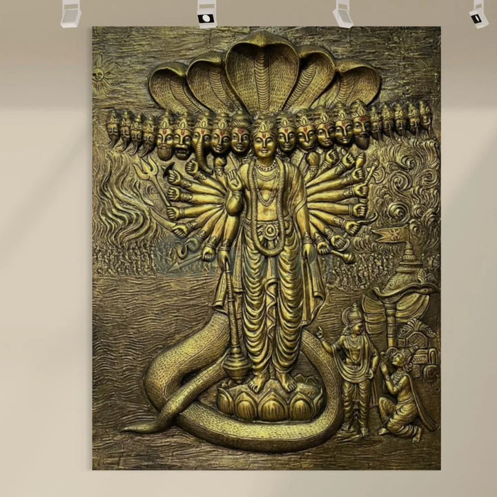 Lord Vishnu Dusavtar 3D Elevation Sculpture Relief Mural Wall Art