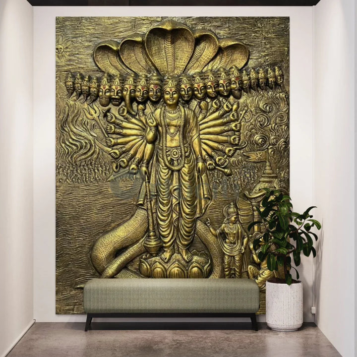 Lord Vishnu Dusavtar 3D Elevation Sculpture Relief Mural Wall Art