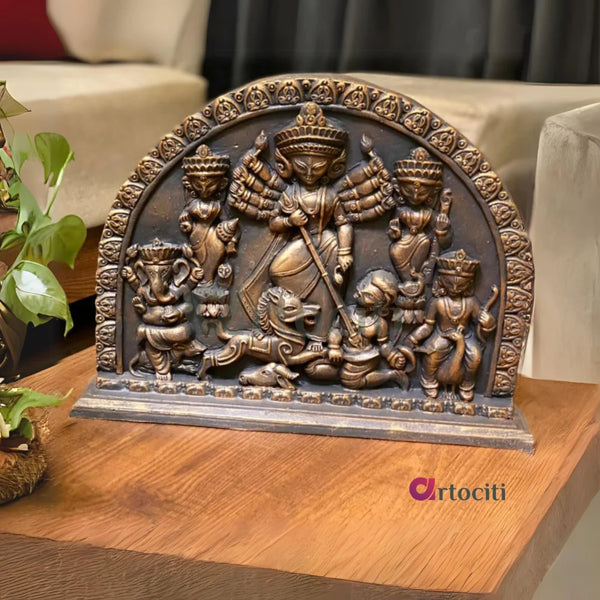 Maa Durga 3D Relief Sculpture Bronze