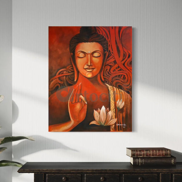 Meditating Buddha Canvas Wall Painting Giclee Print (24’’X16’’) Buddha Wall Decor