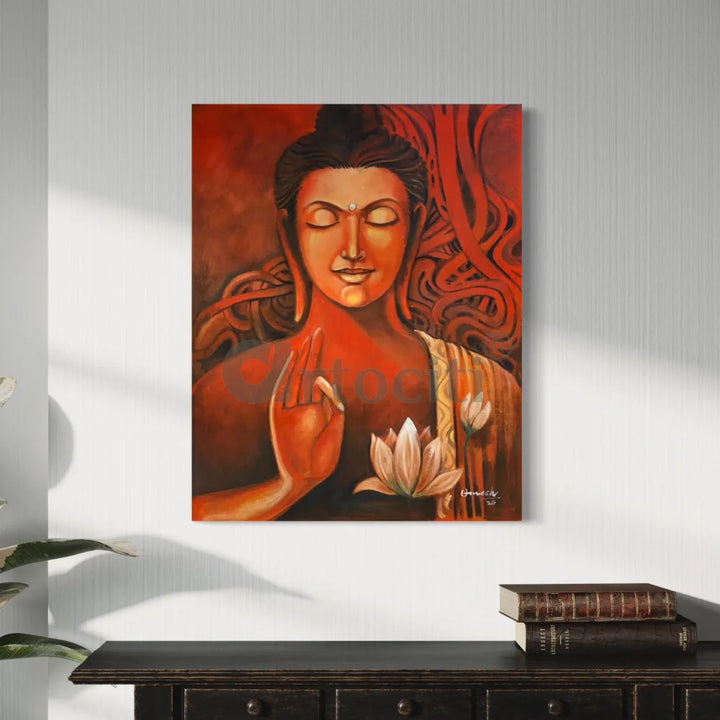 Meditating Buddha Canvas Wall Painting Giclee Print (24’’X16’’) Buddha Wall Decor