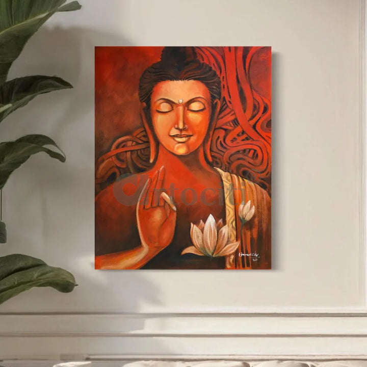 Meditating Buddha Canvas Wall Painting Buddha Wall Decor