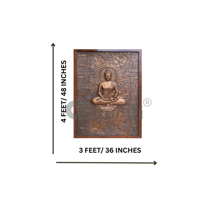 Meditating Buddha on Lotus 3D Relief Mural Wall Art Buddha Wall Decor