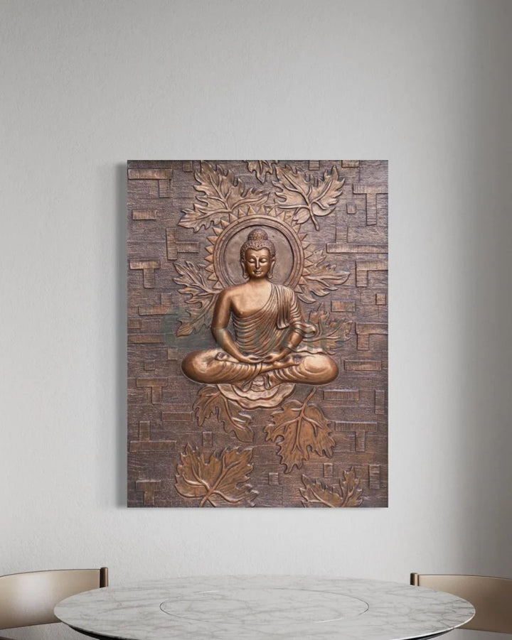 Meditating Buddha on Lotus 3D Relief Mural Wall Art Buddha Wall Decor