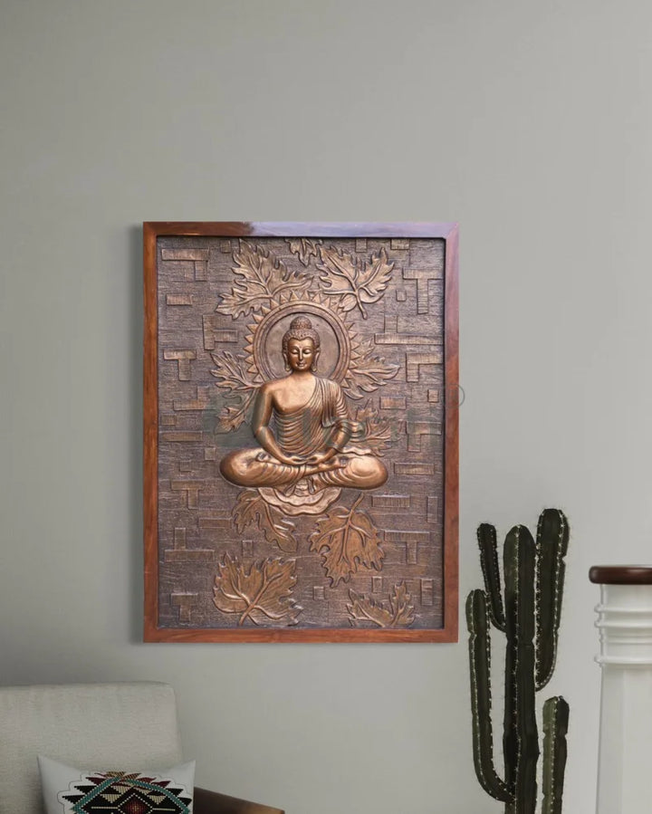 Meditating Buddha on Lotus 3D Relief Mural Wall Art Buddha Wall Decor