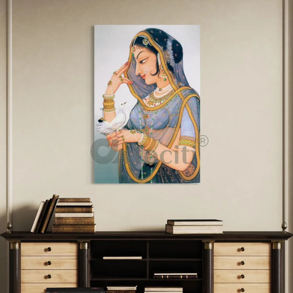 Multicolor Bani Thani Rajasthani Canvas Giclee Print 30X20 Inches