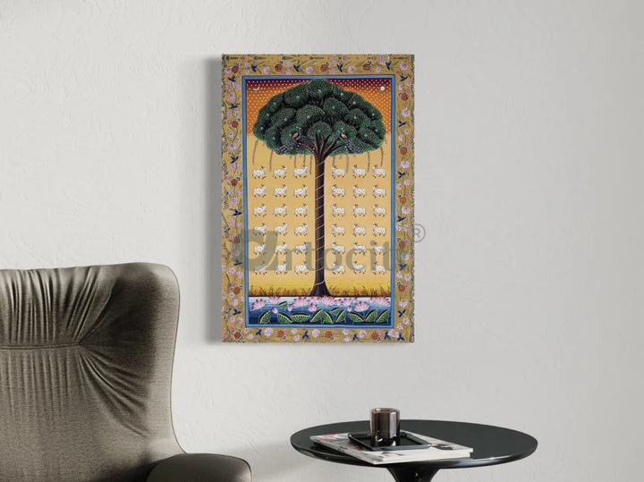 Multicolor Tree of Life Pichwai Phad Art Canvas Giclee Print