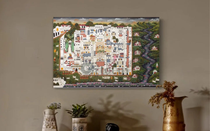 Nathdwara Temple Pichwai Canvas Painting – Traditional Rajasthani Art 18X12 INCHES