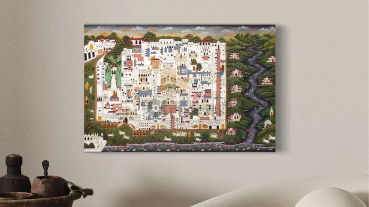 Nathdwara Temple Pichwai Canvas Painting – Traditional Rajasthani Art 24X16 INCHES