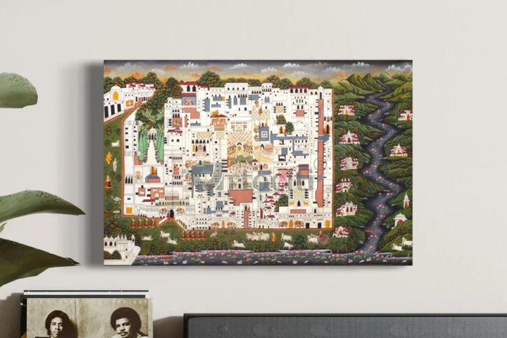 Nathdwara Temple Pichwai Canvas Painting – Traditional Rajasthani Art 48X32 INCHES