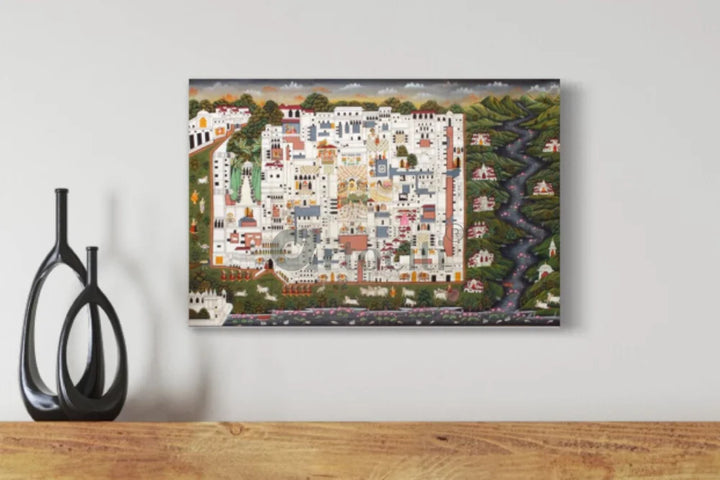 Nathdwara Temple Pichwai Canvas Painting – Traditional Rajasthani Art