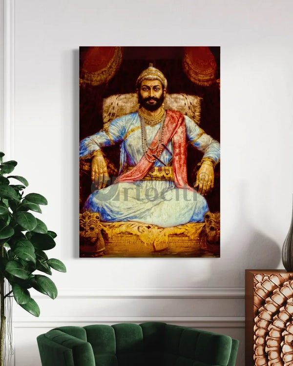 Original Image of Chattrapati Shivaji Maharaj Giclee Canvas Art Print 18X12 Inch / Colored