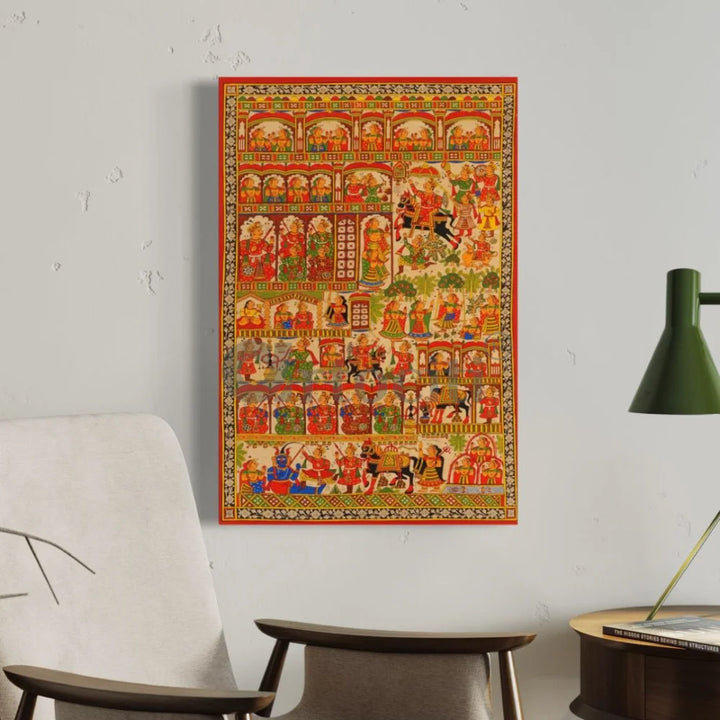 Pabuji Ki Phad Pichwai Canvas Painting 30X20 INCHES