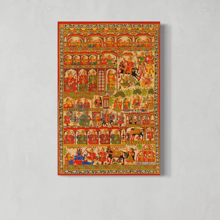 Pabuji Ki Phad Pichwai Canvas Painting 48X32 INCHES