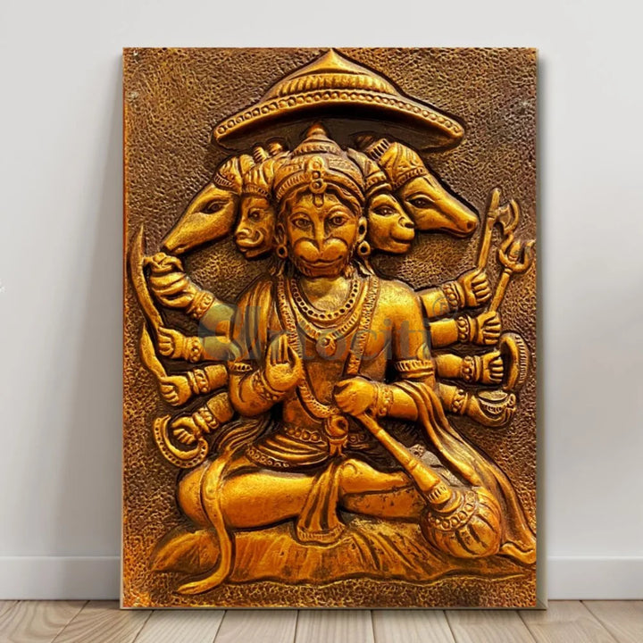 Panchmukhi Hanuman 3D Relief Mural Wall Art