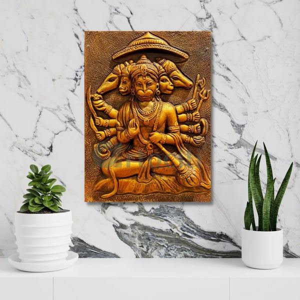Panchmukhi Hanuman 3D Relief Mural Wall Art BRONZE