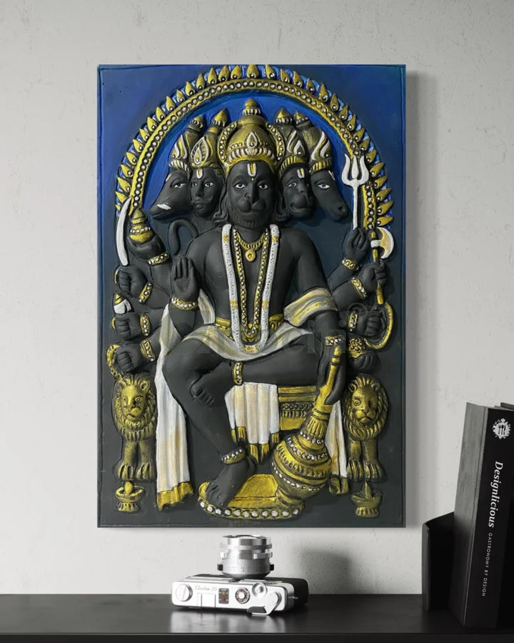 Panchmukhi Hanuman 3D Relief Mural Wall Art in 3 sizes