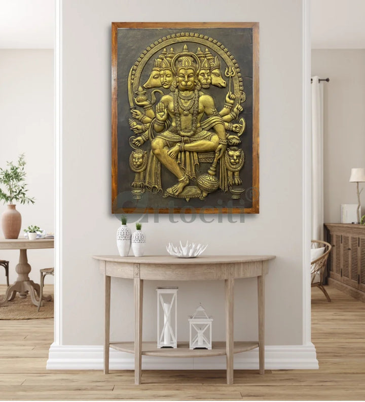 Panchmukhi Hanuman 3D Relief Mural Wall Art in 3 sizes