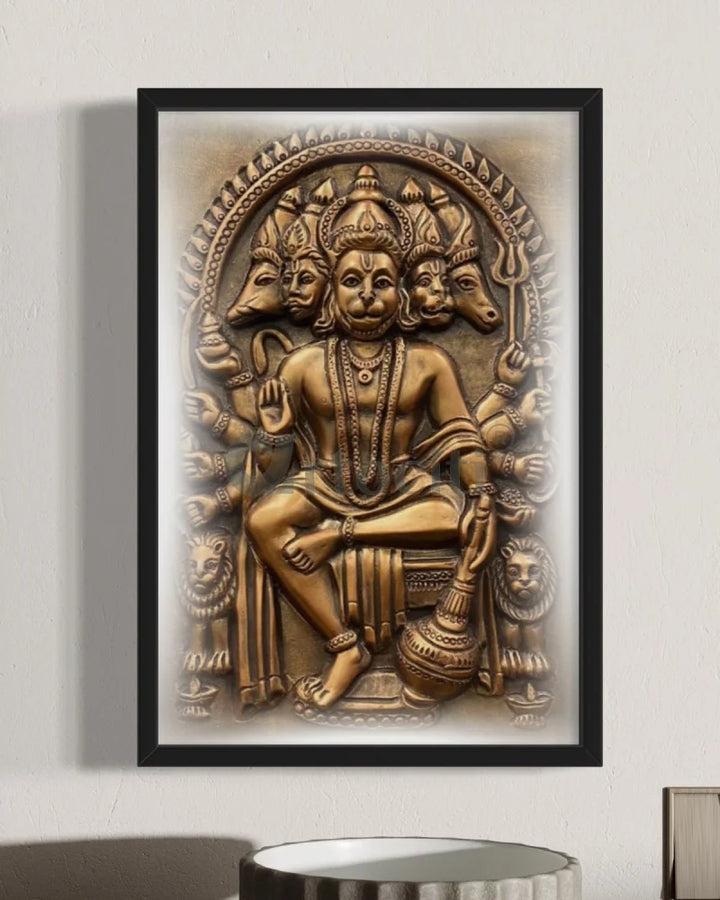 Panchmukhi Hanuman 3D Relief Mural Wall Art in 3 sizes
