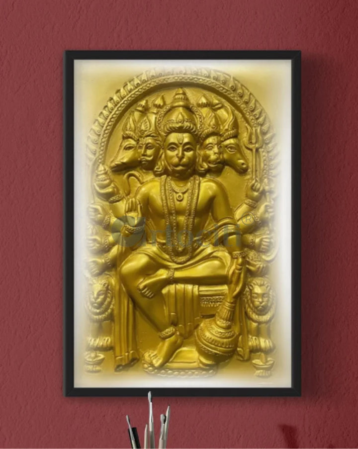 Panchmukhi Hanuman 3D Relief Mural Wall Art in 3 sizes