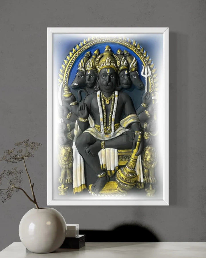 Panchmukhi Hanuman 3D Relief Mural Wall Art in 3 sizes