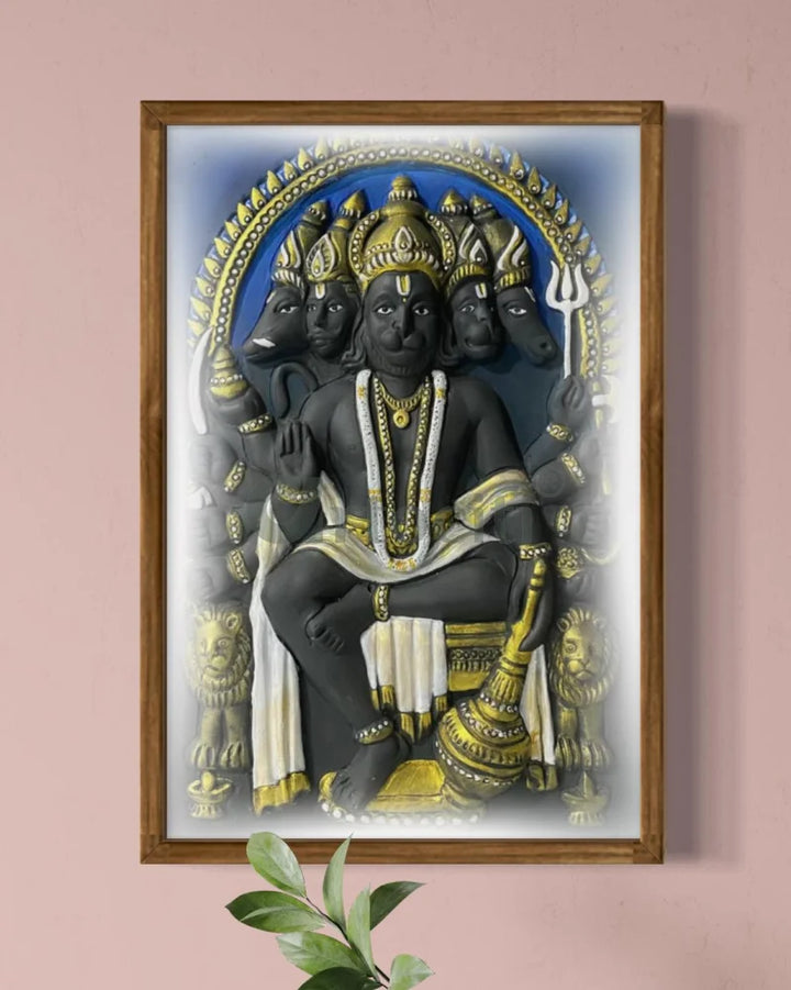 Panchmukhi Hanuman 3D Relief Mural Wall Art in 3 sizes