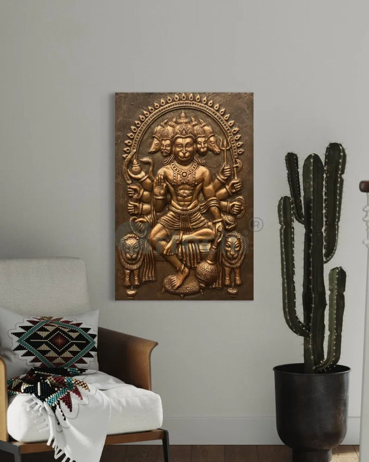 Panchmukhi Hanuman 3D Relief Mural Wall Art in 3 sizes