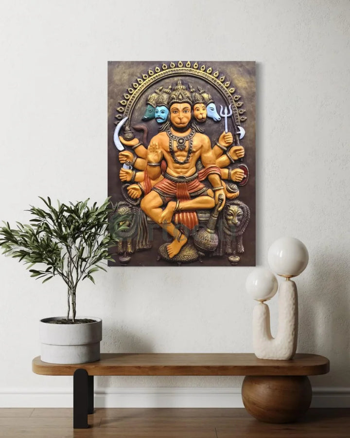 Panchmukhi Hanuman 3D Relief Mural Wall Art in 3 sizes