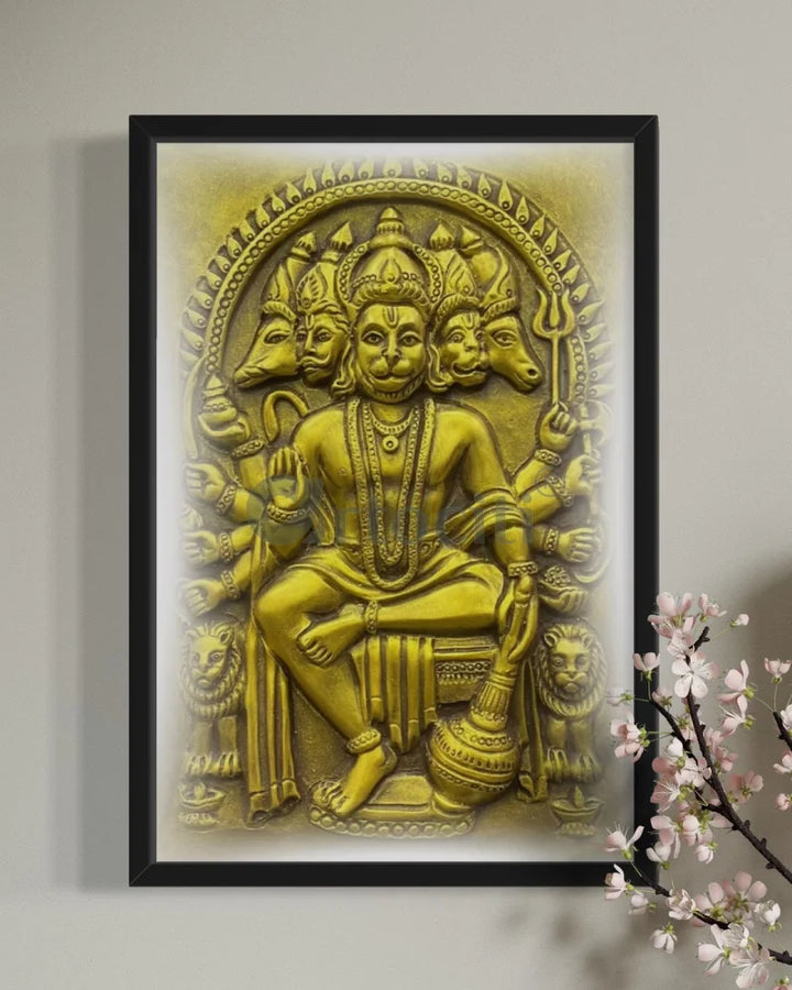 Panchmukhi Hanuman 3D Relief Mural Wall Art in 3 sizes
