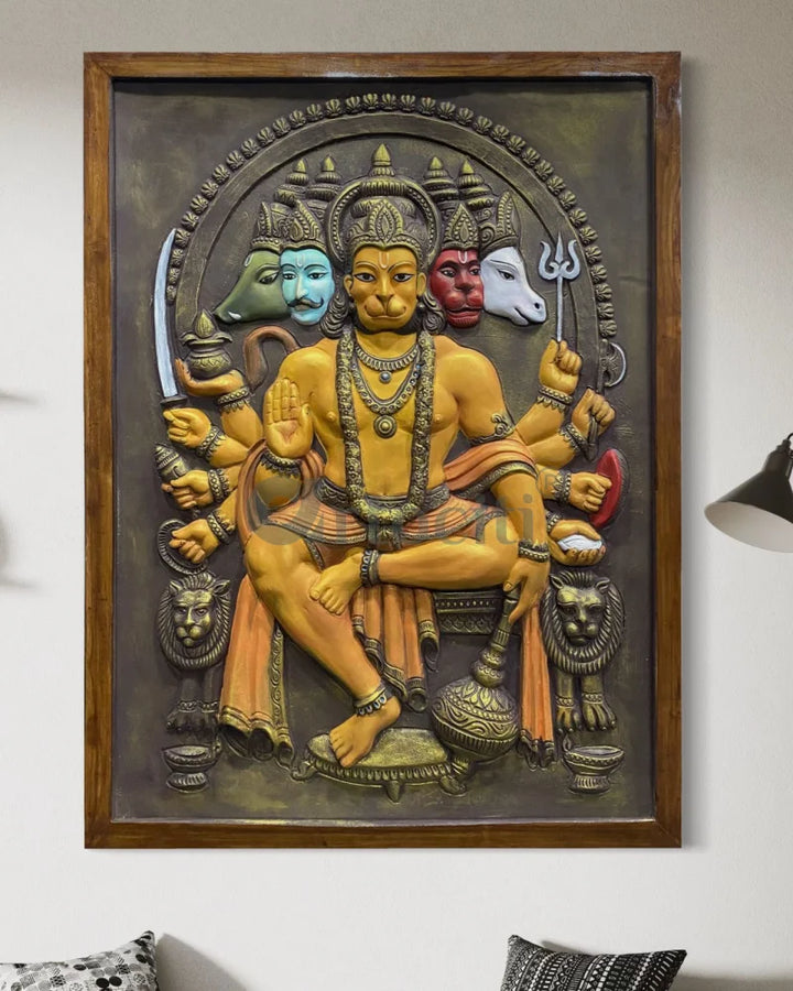 Panchmukhi Hanuman 3D Relief Mural Wall Art in 3 sizes