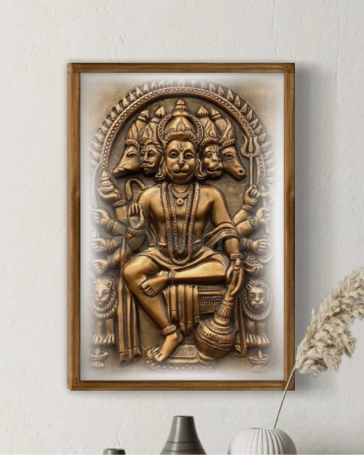 Panchmukhi Hanuman 3D Relief Mural Wall Art in 3 sizes
