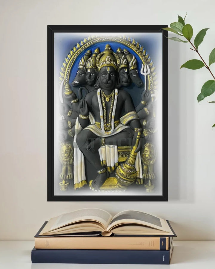 Panchmukhi Hanuman 3D Relief Mural Wall Art in 3 sizes