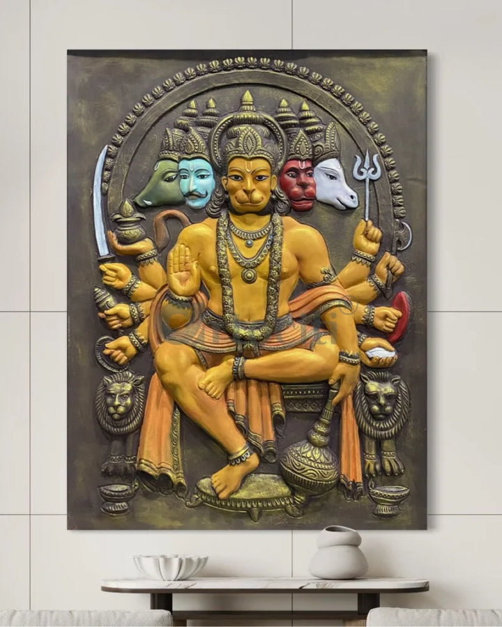 Panchmukhi Hanuman 3D Relief Mural Wall Art in 3 sizes