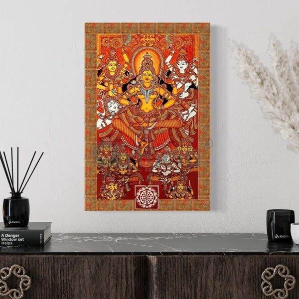 Parashura Maa Prathishta Kerala Mural Bhagavathy Temples Canvas Giclee Print 48X32 Inches