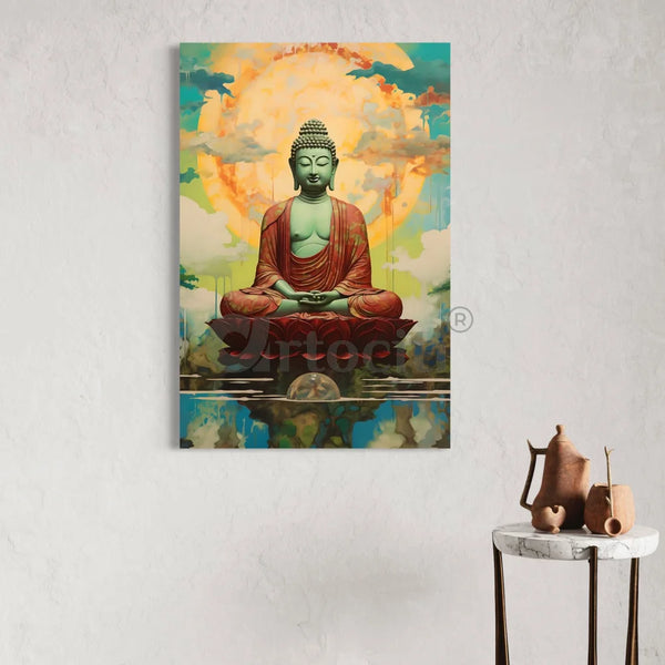 Pastel Serenity Buddha Famous Canvas Painting 30X20 inches Buddha Wall Decor