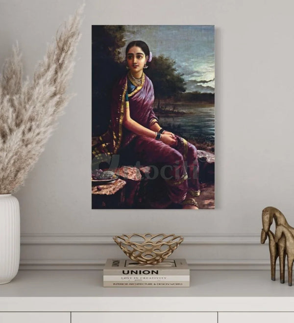Radha in Moonlight by Raja Ravi Varma | Famous Canvas Painting Radha in moonlight / 12X18 Inches Raja Ravi Verma