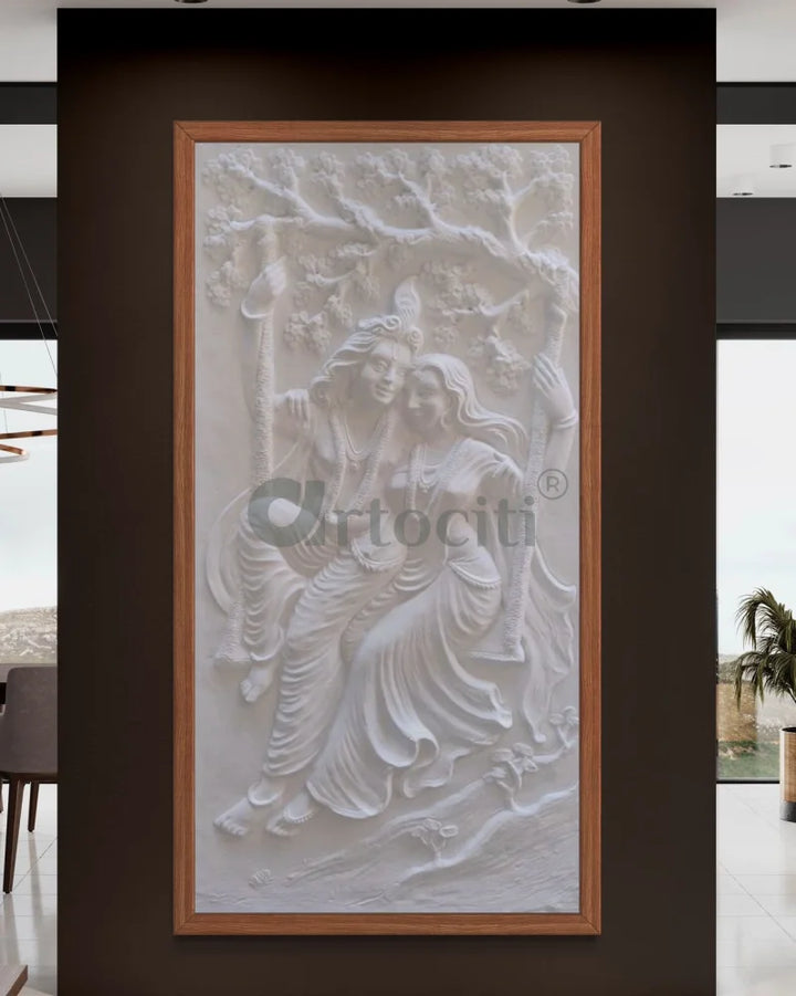 Radha Krishna 3D Relief Mural Wall Art