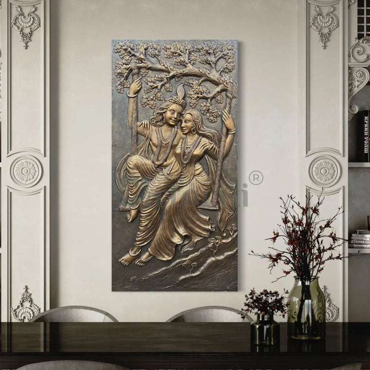 Radha Krishna 3D Relief Mural Wall Art