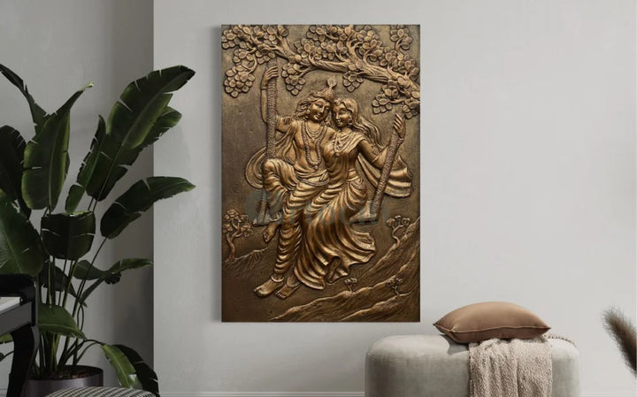 Radha Krishna 3D Relief Mural Wall Art